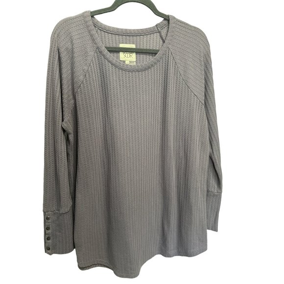 Chaser size XXL purple round neck waffle thermal wide cuff tunic top - Picture 1 of 7
